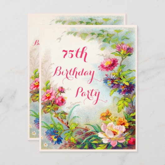 75e verjaardag Dahlia's en pioenen Victoriaans tui Kaart (Voorkant / Achterkant)