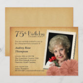 75e verjaardag  Daisy Foto-uitnodigingen Kaart (Voorkant / Achterkant)