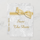 75e verjaardag Damask en Faux Bow Bewaar de datum Aankondigingskaart (Voorkant / Achterkant)
