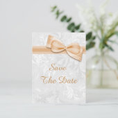 75e verjaardag Damask en Faux Bow Bewaar de datum Aankondigingskaart (Staand voorkant)