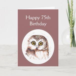 75e verjaardag die van je houdt, Cute Owl Humor Kaart