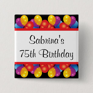 75e verjaardag DIY-tekst Vierkante Button 5,1 Cm