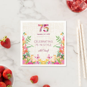 75e verjaardag Elegante bloementuin viering Servet