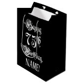 75e verjaardag: Fancy, elegant script + aangepaste Medium Cadeauzakje (Voorkant Gekanteld)