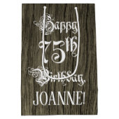 75e verjaardag: Fancy, Faux Wood Kijk + Aangepaste Medium Cadeauzakje (Achterkant)