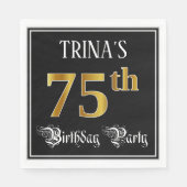 75e verjaardag — Fancy script, Faux Gold look Servet (Voorkant)