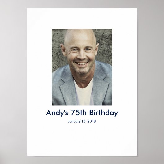 75e Verjaardag foto custom Sign In Party Board 75 Poster (Voorkant)