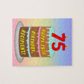 75e verjaardag: Fun Cake and Candles + Custom Name Legpuzzel (Horizontaal)