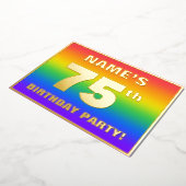 75e verjaardag: Fun, kleurrijk regenboogpatroon Folie Uitnodiging (Gedraaid)