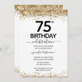 75e verjaardag Glitter uitnodiging (Voorkant / Achterkant)