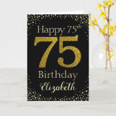 75e verjaardag Golden Glitter Kaart (Gele Bloem)