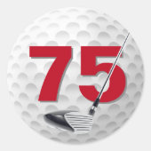 75e verjaardag golfbal ontwerp ronde sticker (Voorkant)
