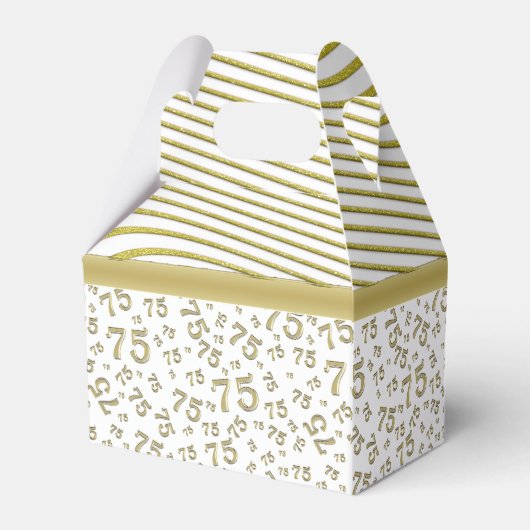 75e verjaardag goud en wit collage patroon bedankdoosjes (Achterkant)