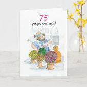 75e verjaardag Kaart - Tuinman (Gele Bloem)