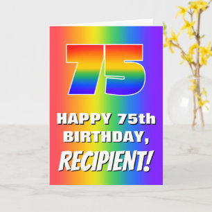 75e verjaardag: kleurrijk, vun regenboogpatroon # kaart