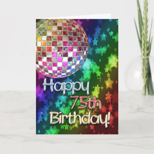 75e verjaardag met Discobal en regenboog van sterr Kaart (Voorkant)