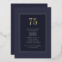 75e Verjaardag minimaal Elegant Donkergoud Lijst