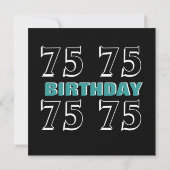 75e verjaardag Modern Aqua Black C847 Kaart (Achterkant)