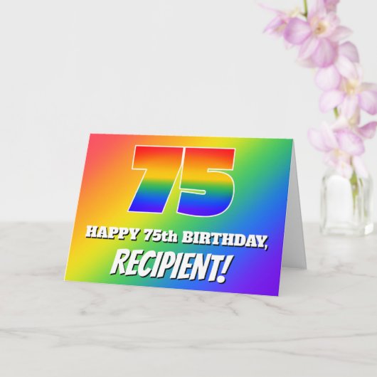 75e verjaardag: Multicolored regenboogpatronen # 7 Kaart (Orchidee)