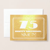 75e verjaardag: naam + Art Deco geïnspireerd look Folie Kaarten (Voorkant met envelop)