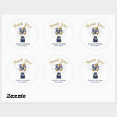 75e Verjaardag Navy Blue Balloon Cake Bedankt Ronde Sticker (Vel)