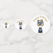 75e verjaardag Navy Blue Balloon Cake Confetti (Voorkanten)