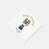 75e verjaardag Navy Blue Balloon Cake Servet (Hoek)
