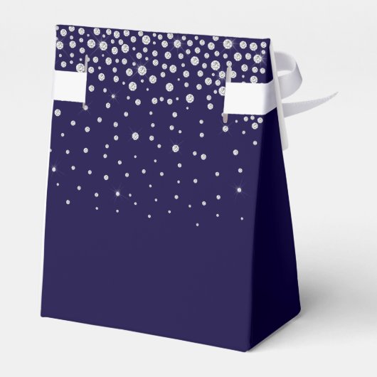 75e verjaardag Navy Blue Sparkly Dank u Bedankdoosjes (Achterkant)