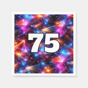 75e verjaardag Neon Polygoon Abstract  Servet