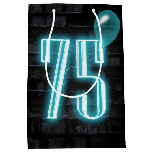 75e verjaardag Neon Sign on Brick Medium Cadeauzakje (Voorkant)