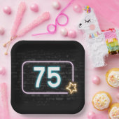 75e verjaardag Neon Sign On Brick Papieren Bordje (Feest)