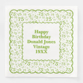 75e verjaardag nummer patroon Scallops groen/wit Servet (Voorkant)