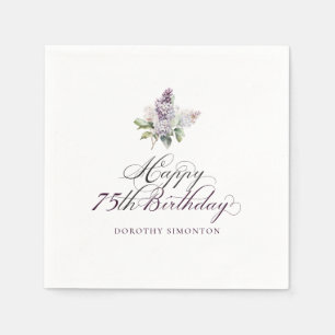 75e verjaardag Paarse Lila Spring Flower Cocktail Servet