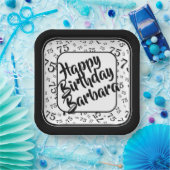 75e verjaardag Party Nummer Patroon Zwart Wit Papieren Bordje (Feest)