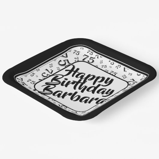 75e verjaardag Party Nummer Patroon Zwart Wit Papieren Bordje (Gebogen)