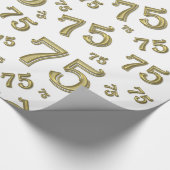 75e verjaardag Patroon nummer 75 Goud en wit Cadeaupapier (Hoek)