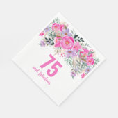 75e verjaardag roze bloemenfeestje servetten (Hoek)
