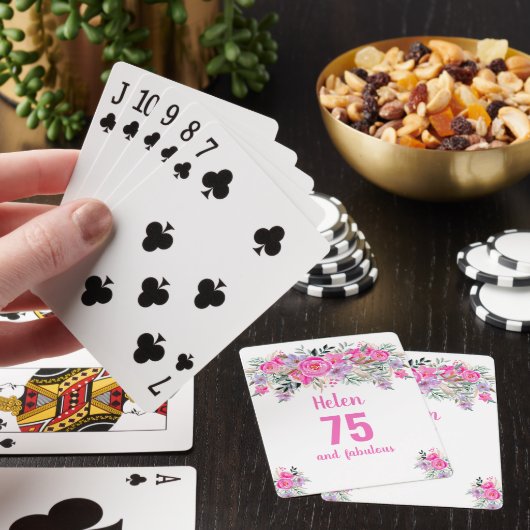 75e verjaardag roze filmkaarten pokerkaarten (Insitu)