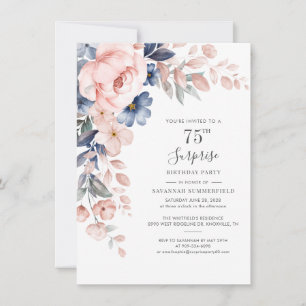 75e verjaardag Roze Floral botanische foliage Kaart