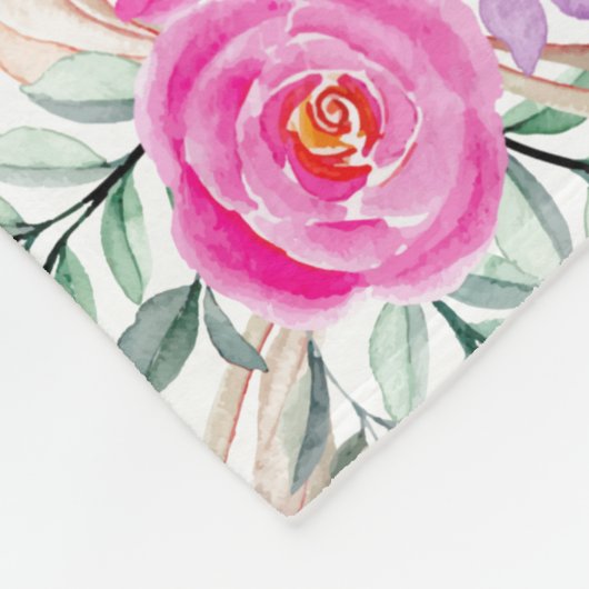 75e verjaardag roze floral fleece deken (Hoek)