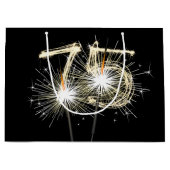 75e verjaardag Sparklers op zwarte grote geschenkz Groot Cadeauzakje (Voorkant)