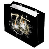 75e verjaardag Sparklers op zwarte grote geschenkz Groot Cadeauzakje (Achterkant Gekanteld)