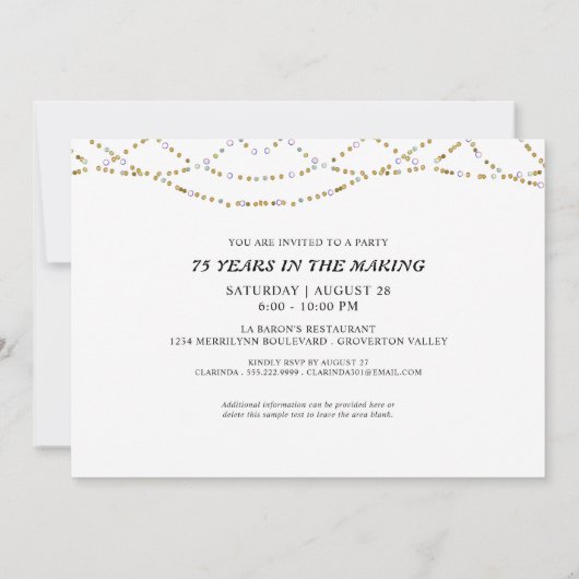 75e Verjaardag String Lights 75 JAAR IN HET MAKEN Kaart (Achterkant)