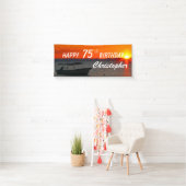 75e Verjaardag Teken Gevist Boot bij Sunset Banner (Insitu)
