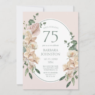 75e verjaardag Tropische Bloemen Kaart
