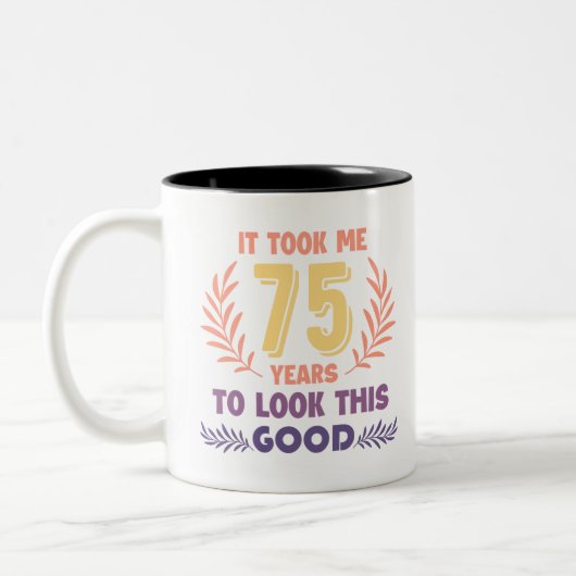 75e verjaardag tweekleurige koffiemok (Links)