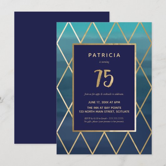 75e verjaardag uitnodiging - 75e verjaardag van el (Voorkant / Achterkant)