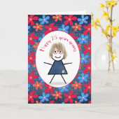 75e verjaardag van denim kaart (Gele Bloem)