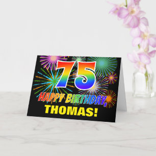 75e verjaardag: Vet, Plezier, Vuurwerk, Regenboog Kaart