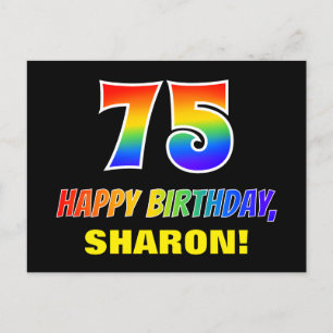 75e verjaardag: Vet, Vun, eenvoudig, Regenboog 75 Briefkaart